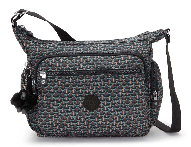 Kipling GABBIE Medium crossbody, Geo Feather (Black)