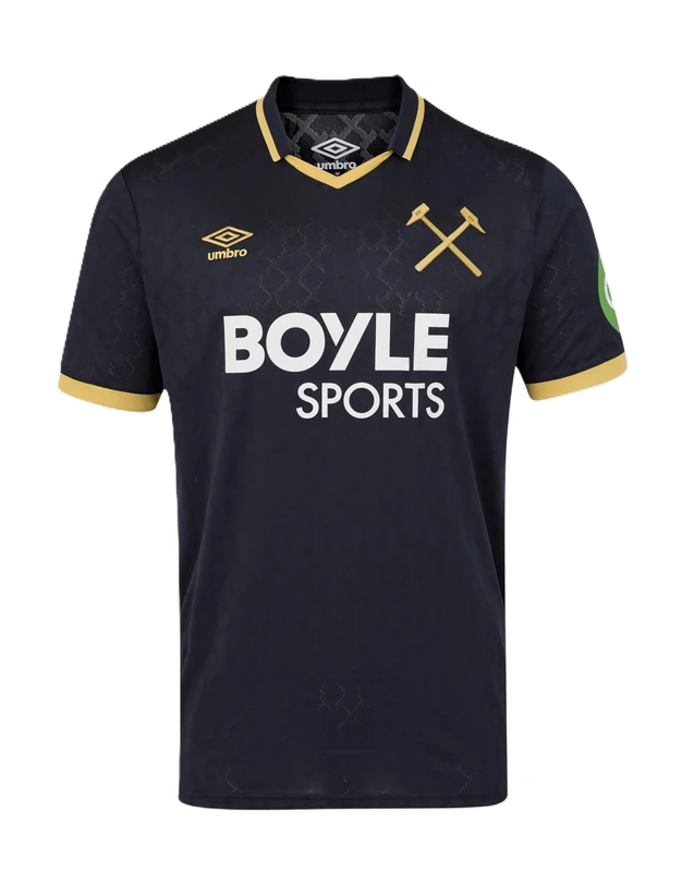 West Ham United FC Umbro Men's Third Short Sleeve Shirt, Sky Captain/Orche, S
