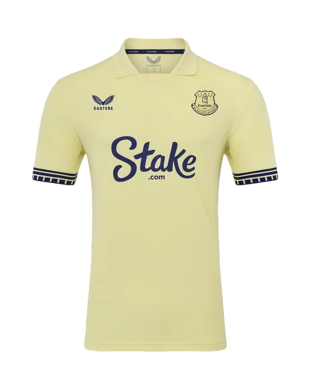 Everton FC Castore Women's Away Short Sleeve Shirt, Pastel Yellow, 16