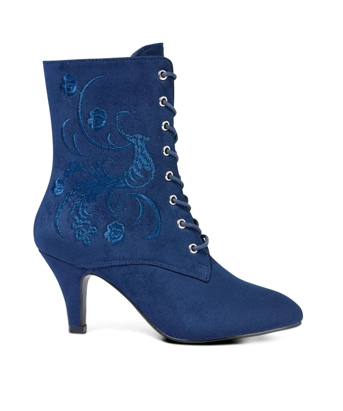 Joe Browns Women's Chic Embroidered Lace Up Ankle Boots, Regular, Blue, UK 9