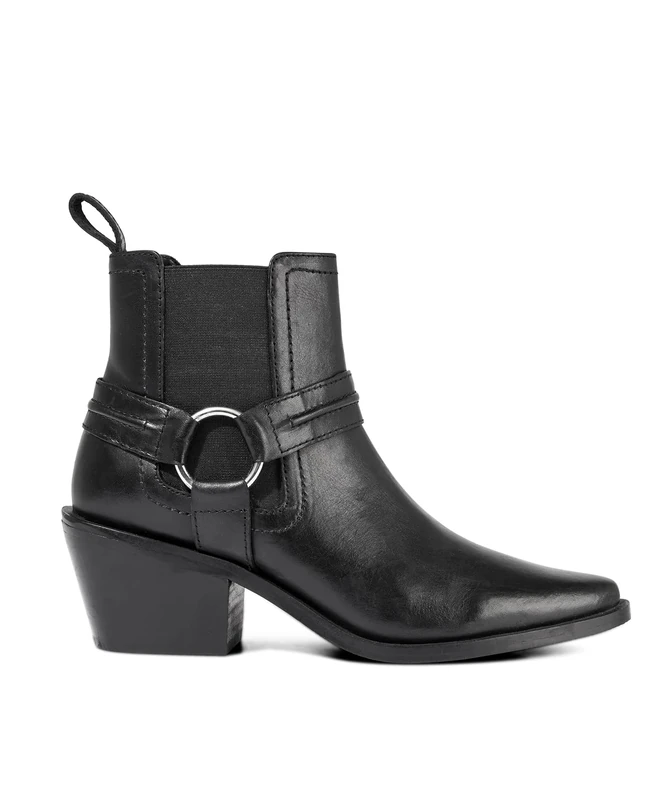 Joe Browns Women's Western Black Leather Ankle Boots, Regular, Black, UK 4