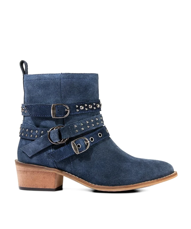 Joe Browns Women's Side Zip Suede Studded Ankle Boots, Regular, Blue, UK 3