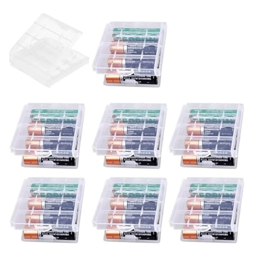 8 PCS AA/AAA Cell Battery Storage Cases, Hard Plastic Batteries Storage Boxes for AA/AAA Cells and Rechargeable Batteries, Clear Cells Holder (Hyaline)