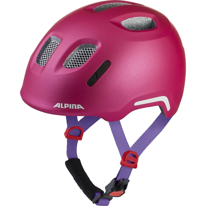 ALPINA XIMO 2 Flash – Lightweight and safe bike helmet for children with integrated LEDs - deep rose violet matt - 47-51