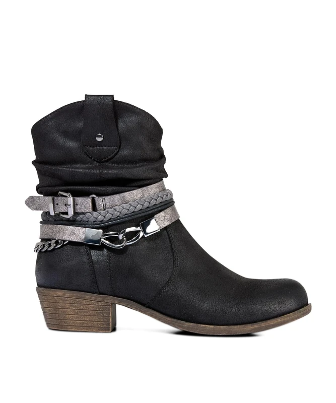 Joe Browns Women's Painted Rope Detail Embellished Boots Ankle, Black, 5 UK