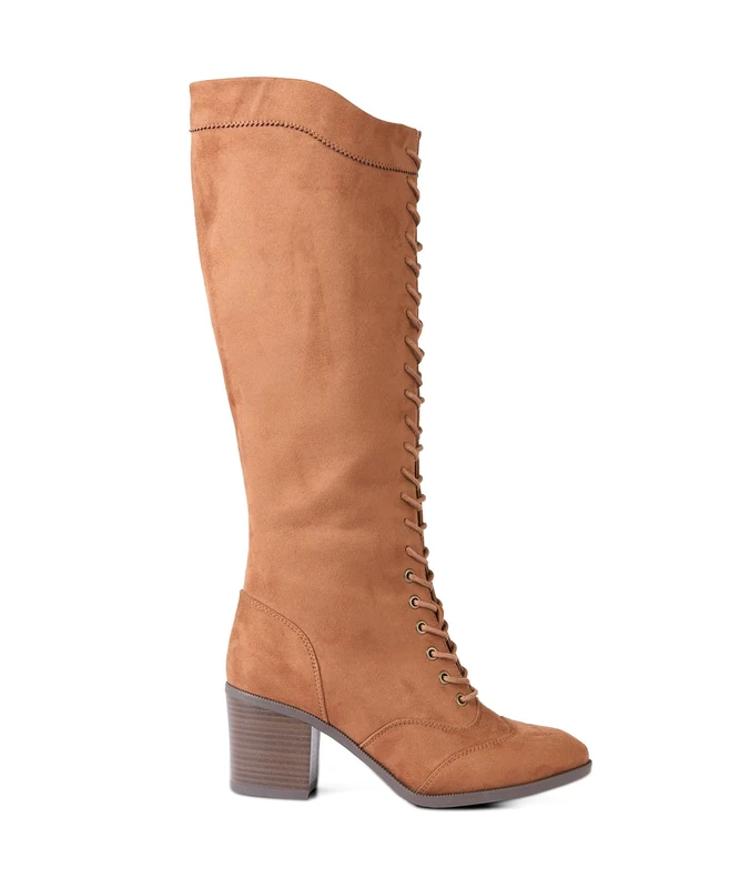 Joe Browns Womens Wooden Stack Heel Lace Up Long Ankle Boot, Brown, 7 UK