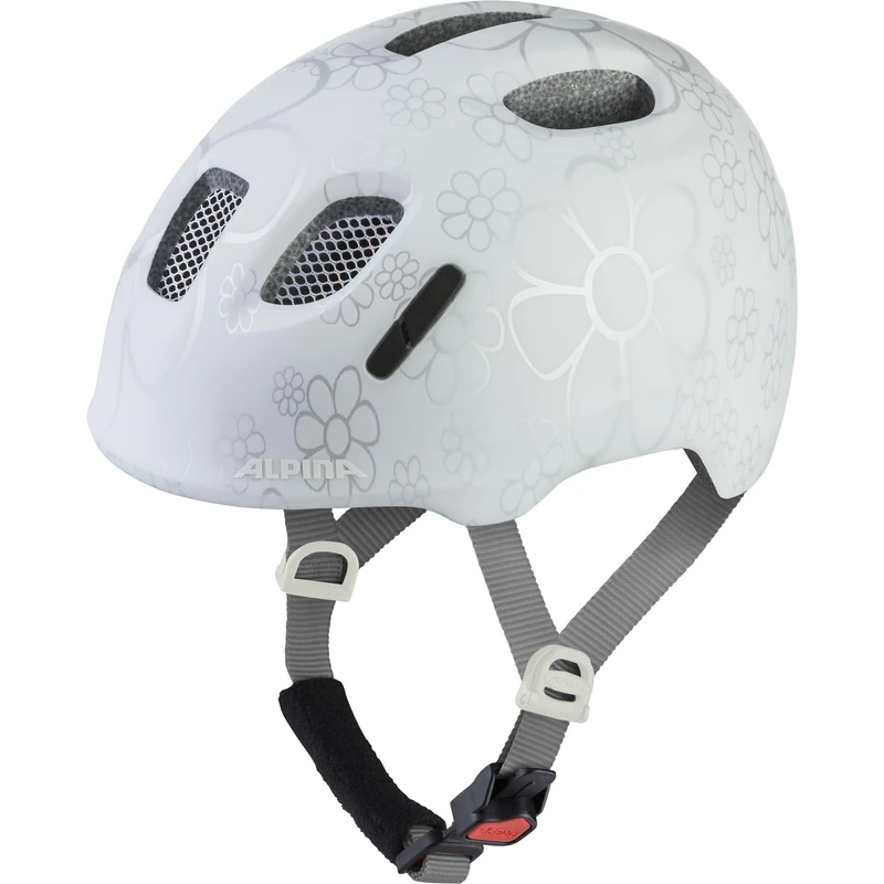 ALPINA XIMO 2 L.E. (matte) – Lightweight and safe bike helmet for children with optional LED - pearl white flowers matt - 45-49