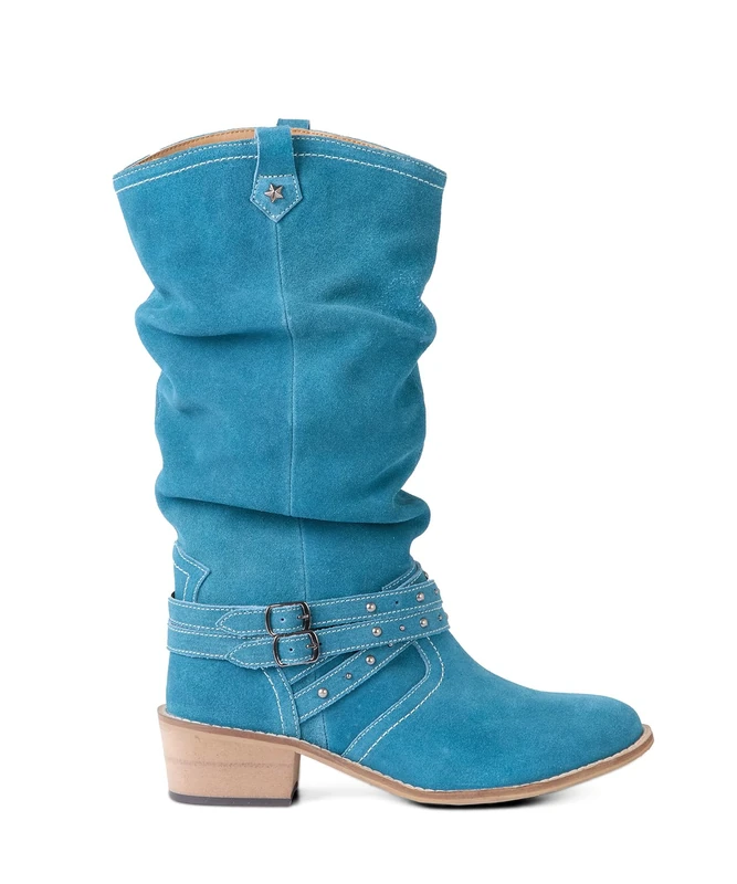 Joe Browns Women's Western Suede Slouch Boots, Regular, Turquoise, UK 4
