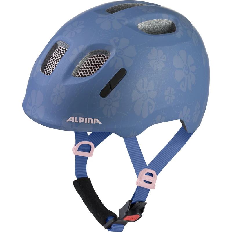ALPINA XIMO 2 L.E. (matte) – Lightweight and safe bike helmet for children with optional LED - soft blue flowers matt - 47-51