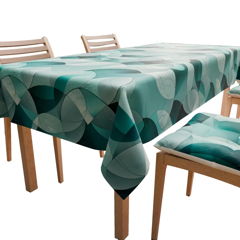 PETTI Artigiani Italiani - Table Cloth, Kitchen Tablecloth in Anti-Stain Microfibre Design Teal Heart Design X14 Places (140 x 300 cm) 100% Made in Italy