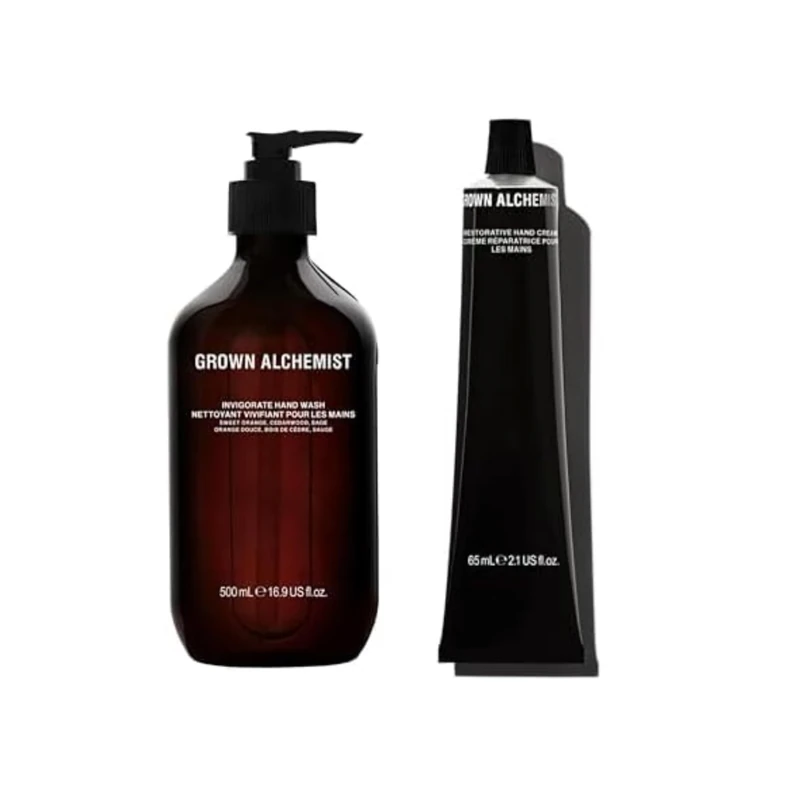 Grown Alchemist Invigorate Luxury Hand Wash 500 ml and Hand Cream 65 ml Bundle - Orange, Cedarwood, Sage, Organic Handwash & Moisturiser - Natural Vegan Bioactive Botanicals, Moisturising & Hydrating