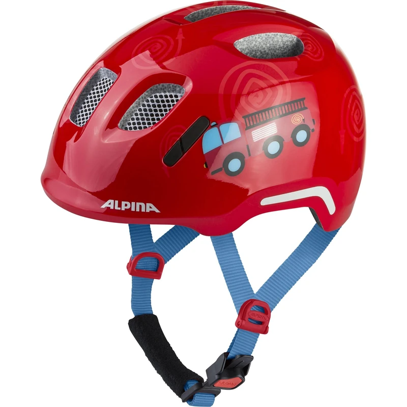 ALPINA XIMO 2 Flash – Lightweight and safe bike helmet for children with integrated LEDs - fire fighter gloss - 45-49