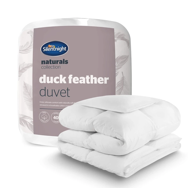 Silentnight Duck Feather Duvet - 10.5 Tog All Season Bed Quilt - Filled with Soft White Natural Duck Feathers for Superior Comfort - Down-Proof Cotton Cover - Breathable & Machine Washable, King