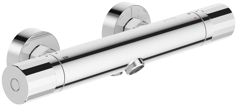 Jacob DELAFON Oscar E32914-CP Wall Mounted Thermostatic Bathroom Shower Faucet Built-in Diverter in Flow Lever Anti-Limescale Aerator with Chrome Wall Fittings