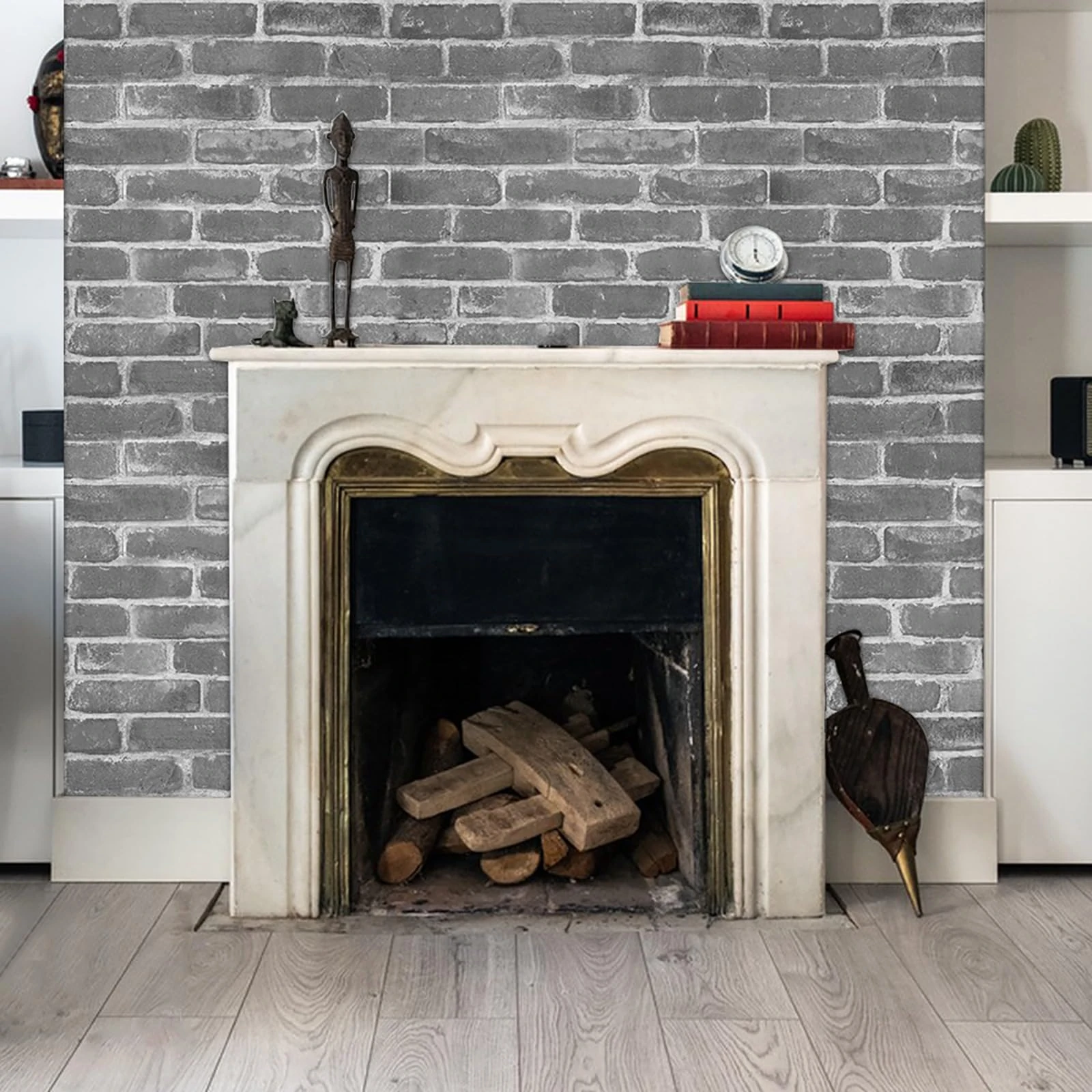 Trafagala Grey Black Brick Wallpaper Vintage Gothic Fake Brick Wallpaper 3D Effect for Living Room Fireplace Feature Wall Bedroom Ceilings Cream Kitchen