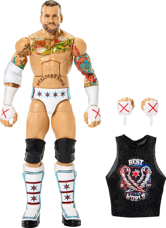 Mattel WWE Elite Action Figure & Accessories, Greatest Hits 2025 Set, 6-inch Collectible CM Punk with 25 Articulation Points & Swappable Hands, JHT46 - Image 1