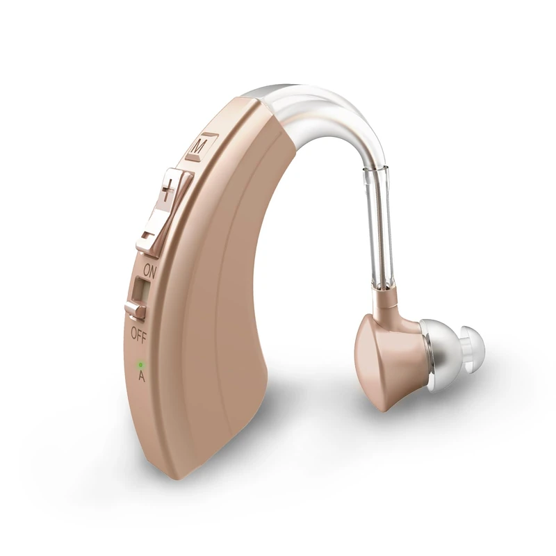 HIBRIQ Rechargeable Sound Device for Seniors, Noise Cancelling and Volume Adjustable, BTE Comfort Design Hearing Device
