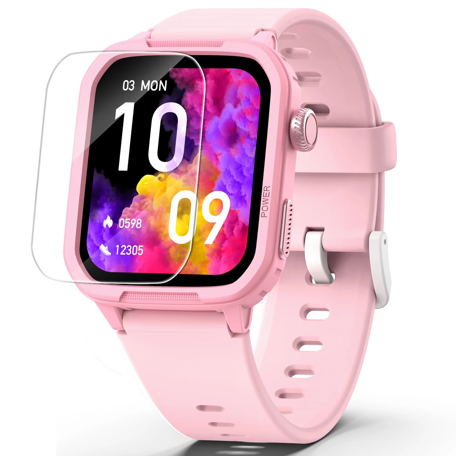 Kids Smart Watch for Boy Girl, Kids Watches with 19 Sport Modes, Heart Rate, Sleep Monitor, Pedometer, Alarm Clock, IP68 Waterproof Fitness Tracker, Gift for 6-16 Year Old Boys Girls Toys (Pink)