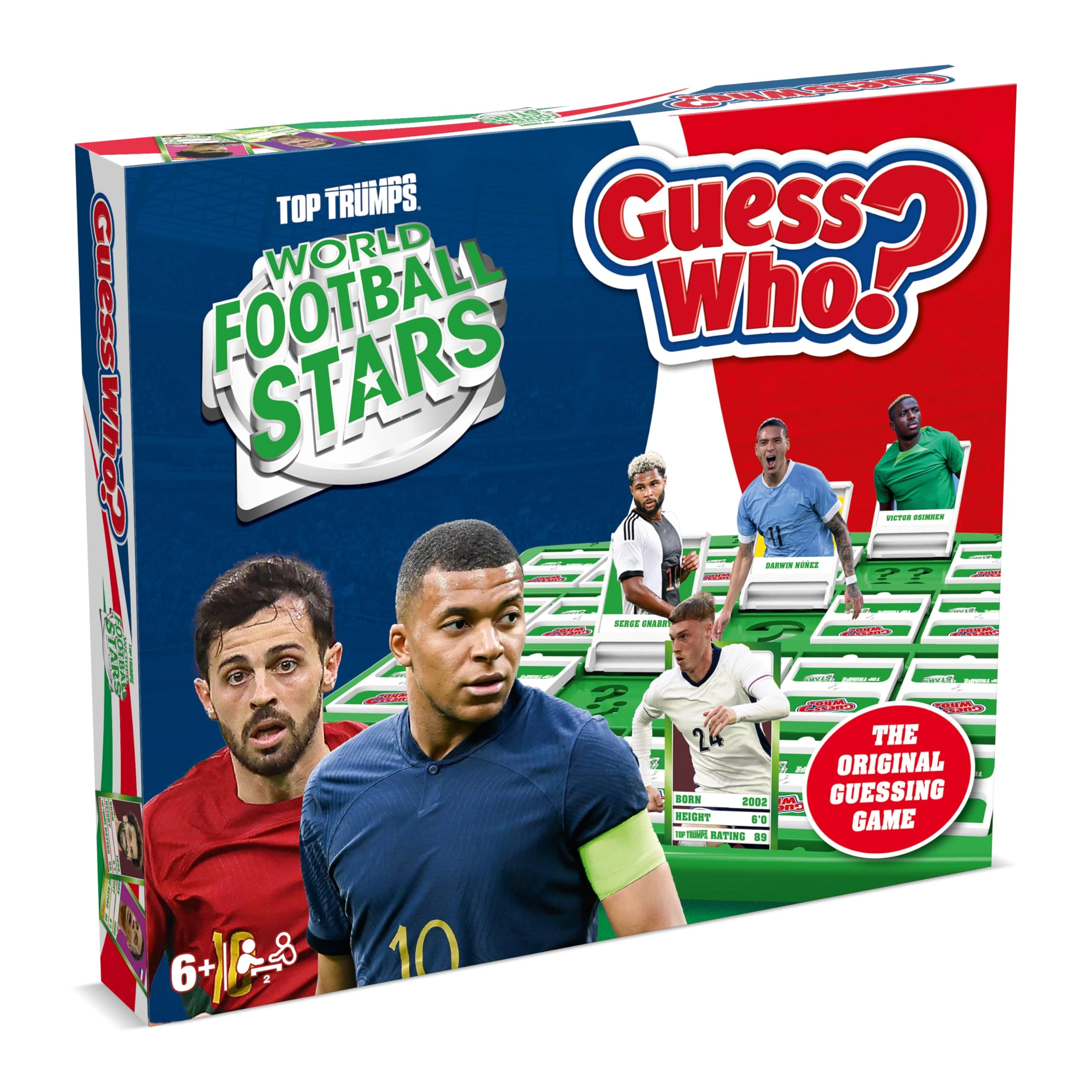 Winning Moves World Football Stars Guess Who? Board Game, Play with Mbappé, Cole Palmer, Núñez, and Harry Kane, easy to set up, gift for ages 6 plus