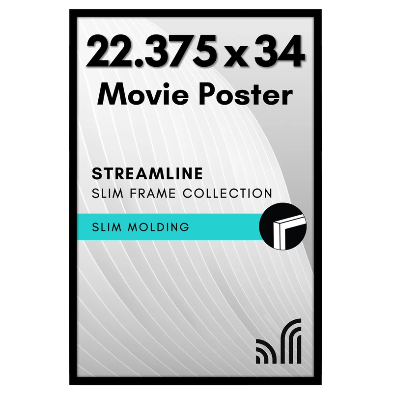 Americanflat 22x34 Poster Frame with Polished Plexiglass - Streamline Collection - Thin Border Picture Frame for Wall Display - Hanging Hardware Included - Black