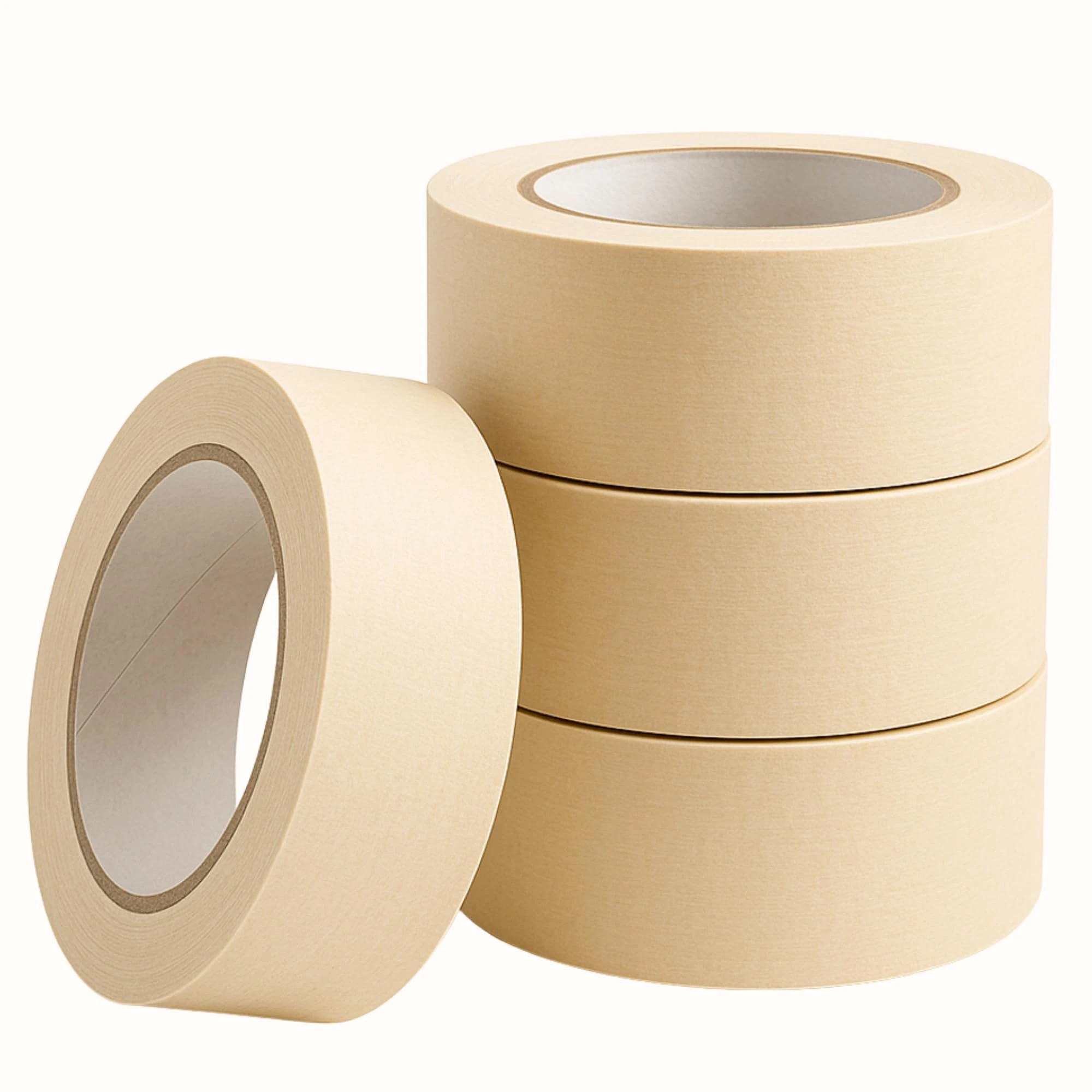 CredForge® 4 Rolls Masking Tape 50MM (2”x 30 Meters) | WIDE Multi Surface Paper Masking Tape for Painting, Decorating, Art & Craft | Low Tack Painters Tape for Fine Lines