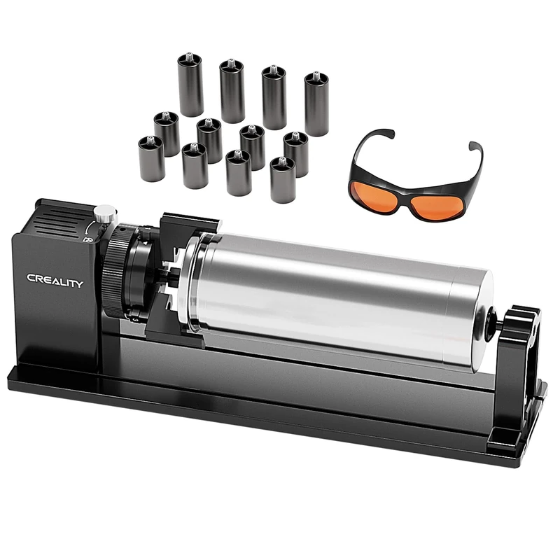 Creality Rotary Roller Kit Pro, La-ser Rotation Roller for Falcon A1 Engraver with Risers, Jaw Chuck Rotary for Engraving Cylindrical Objects, Wine Glass, Baseball Bat, Ring
