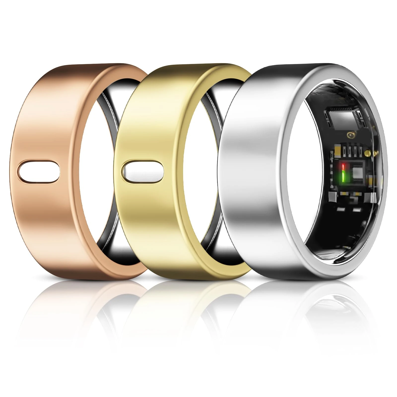 3 Pack Cover Compatible with Oura Ring Gen 4/Gen 3 Horizon/Heritage/Ultrahuman Ring, Surport Charging with Cover on, Anti-Scratch TPU Protector for Women Men-Silver+Gold+RoseGold-for Size 9