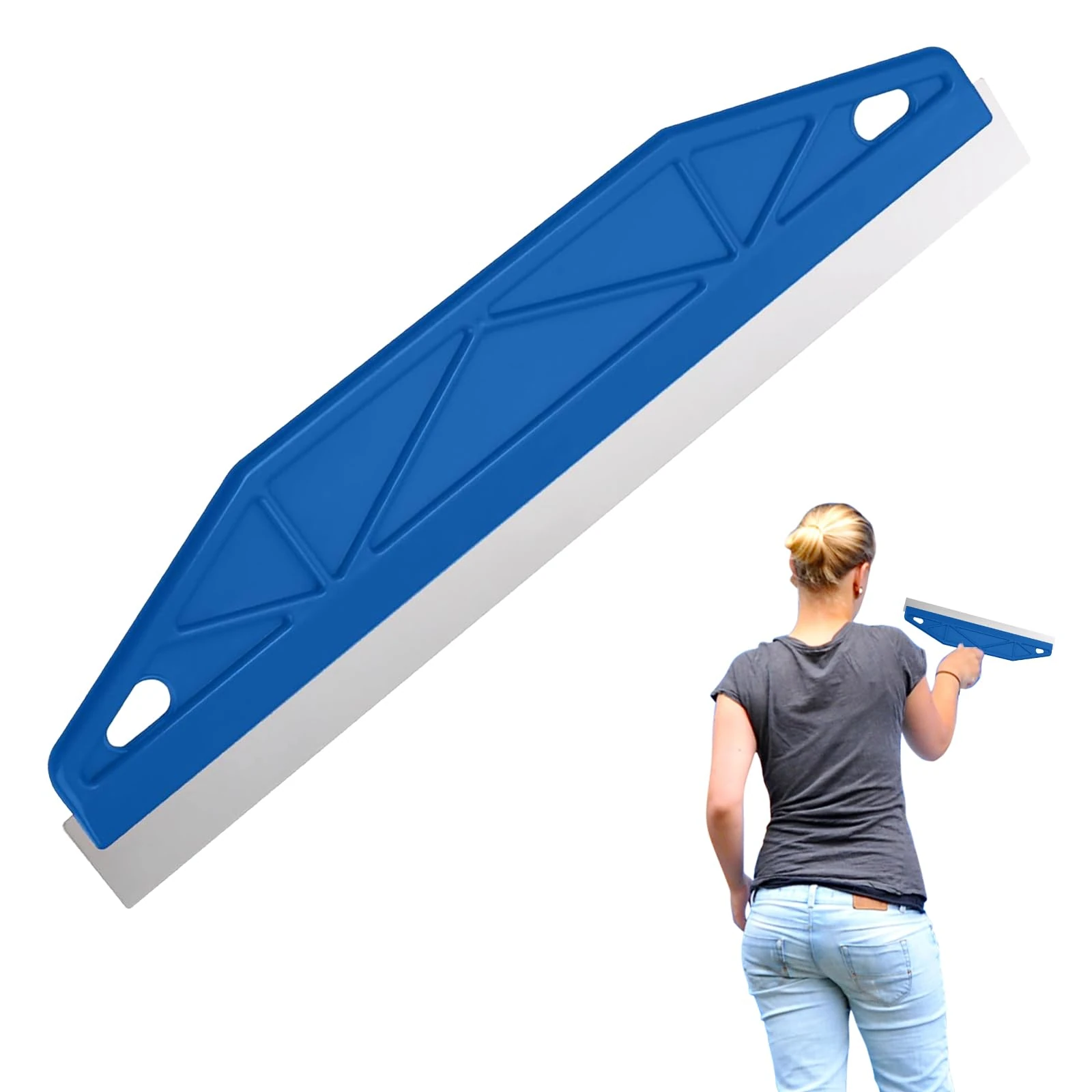 Edge Painting Tool, Stainless Steel Shield For Skirting Boards/Carpet, Cutting In Tool For Painting, Painting Tool, Paint-Cutting In Tool, Combining Scraping, Cutting-In And Smearing Protection (Blue)