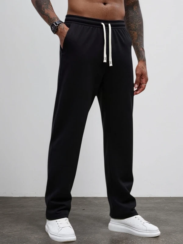 Men's Casual Jogger Pants Lightweight Breathable Elastic Waist with Pockets, Black, X-Large