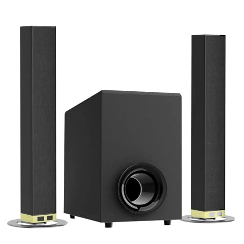 HoYLluDLL 120W SoundBar with Subwoofer for Smart TV Bluetooth 5.0 Home Theater, Deep Bass Audio System with BT/ARC/Optical/AUX Connection for TV PC (Yellow)