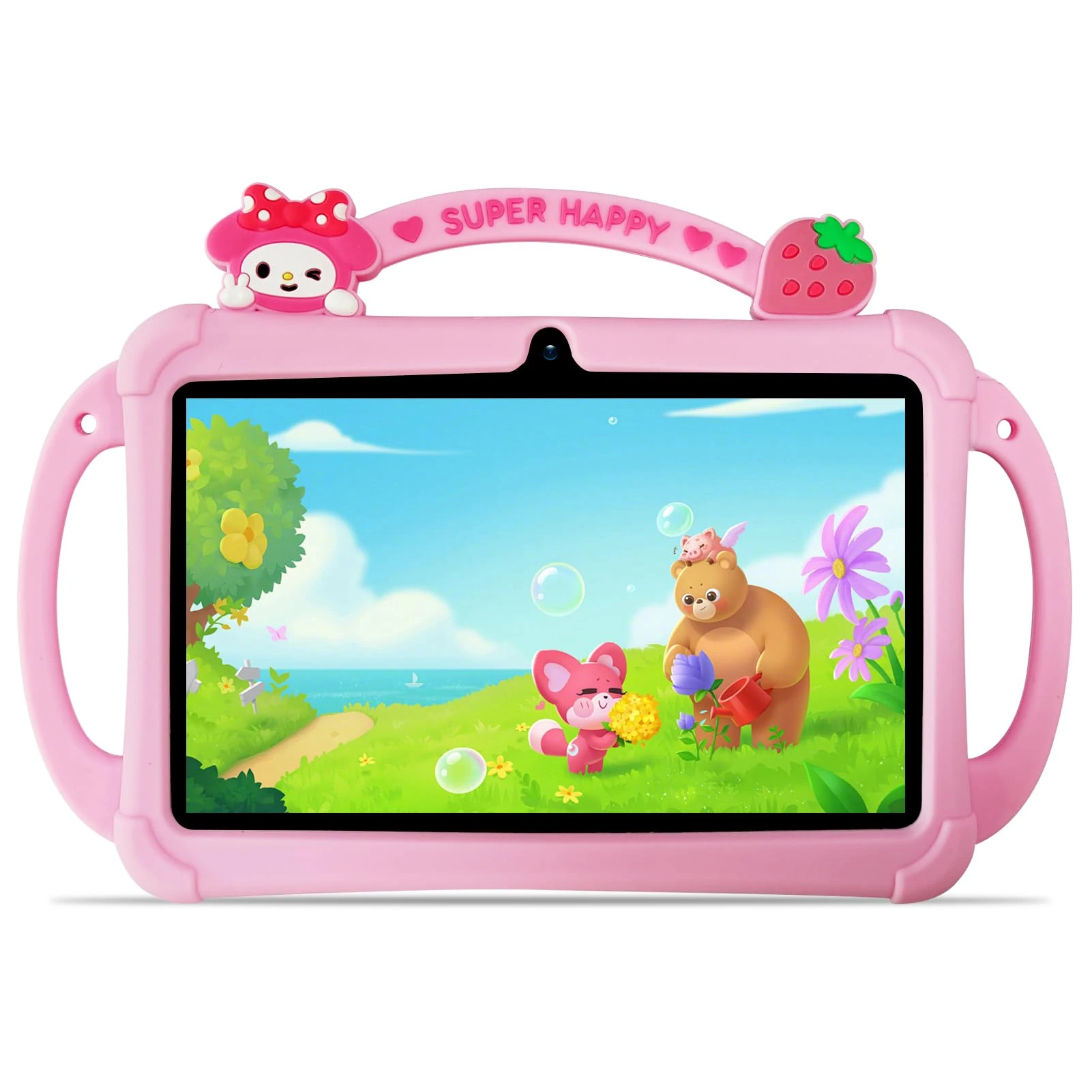 PRITOM 7 Inch Kids Tablets, WiFi Tablets for Kids, 4GB RAM, 32GB ROM,512GB Expand, Toddler Tablet, Parental Control,Android 13, BT, Dual Camera, Kids Software for Educating, Gaming Child Tablet（Pink）