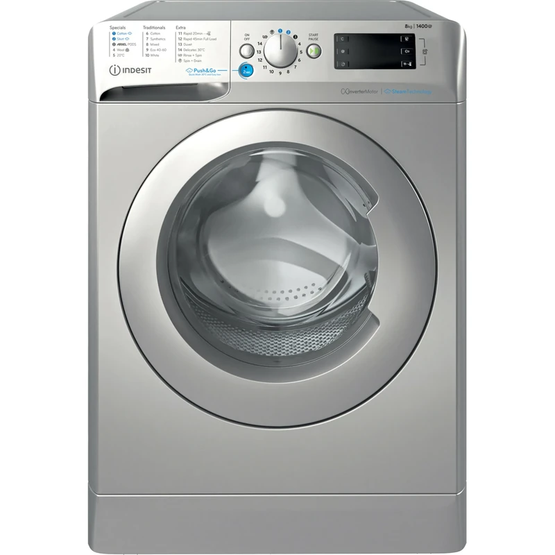 Indesit Push&Go BWE 81496X SV UK 8kg Washing Machine with 1400 rpm - Silver - A Rated