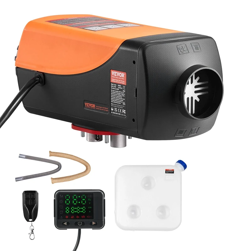 VEVOR Diesel Air Heater, 8 kW DC12-24V, Fast Heating Diesel Parking Heater with Remote Control and Color Digital Display, 10L Fuel Tank, Low Noise, Voice Announcement, for RV, Truck, Boat and Trailer