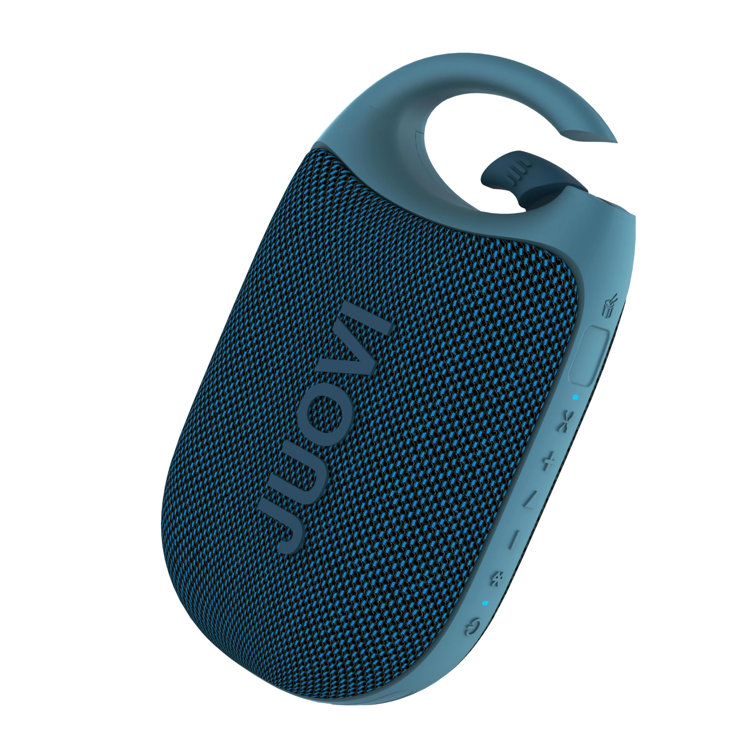 JUOVI CLIP J1 Bluetooth Speaker, Portable Speaker with 24H Playtime - IP68 Waterproof, Integrated Carabiner, Beat Mode, Ideal for Outdoor Sports, Party, Travel, Beach & Shower Use (Blue)