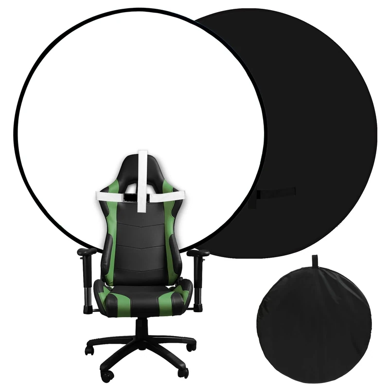 Portable Black White Screen Chair, 57 in Screen Backdrop with Stand 2-in-1Double Sided Foldable Blackwhite Background, for Video Chats and Meetings, Photography, Photo Zoom, Streaming Games - Image 1