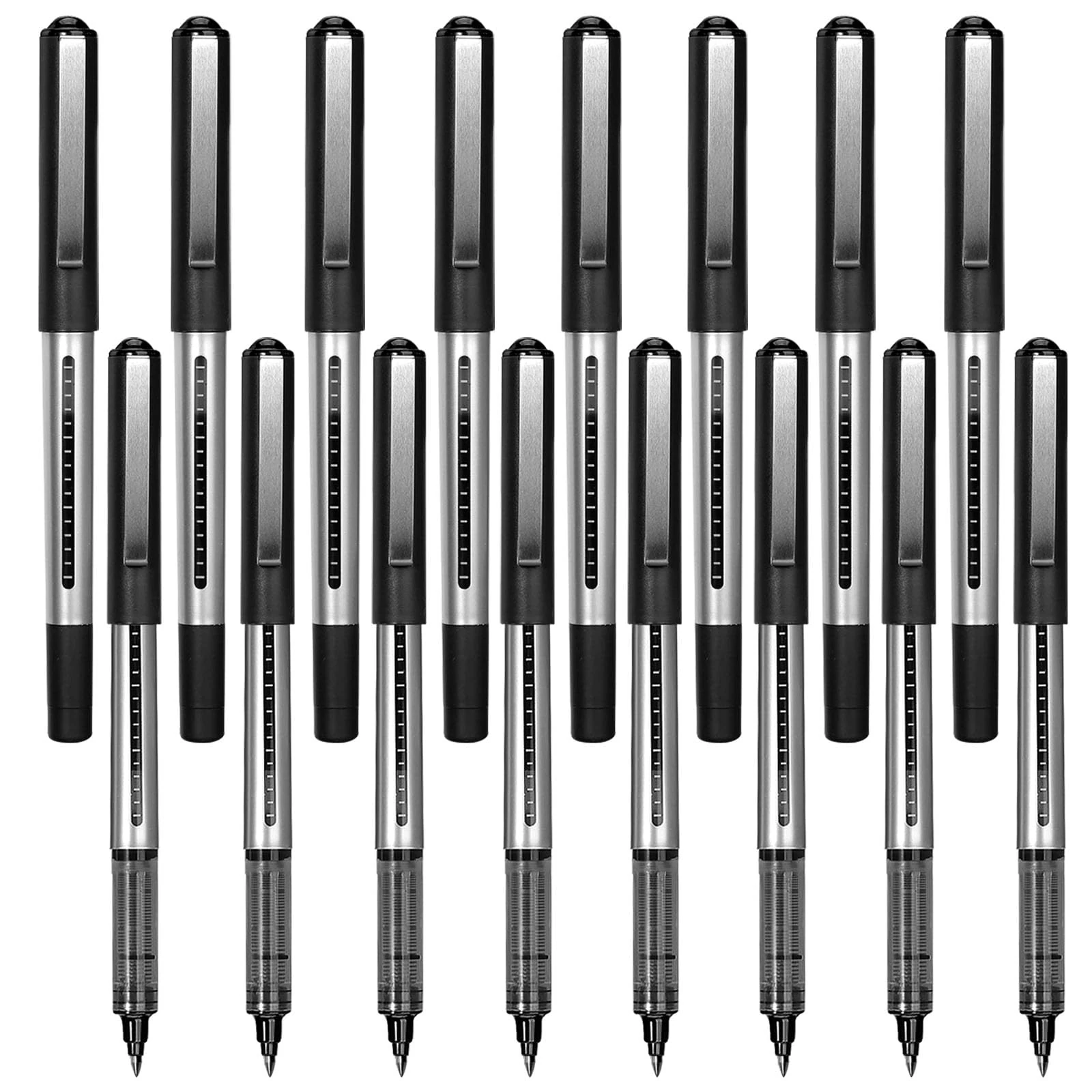 Rollerball Pens Black Ink, 16PCS Black Gel Pens 0.5mm, Quick-Drying Ink Pens for Home School Office Writing Drawing Artwork