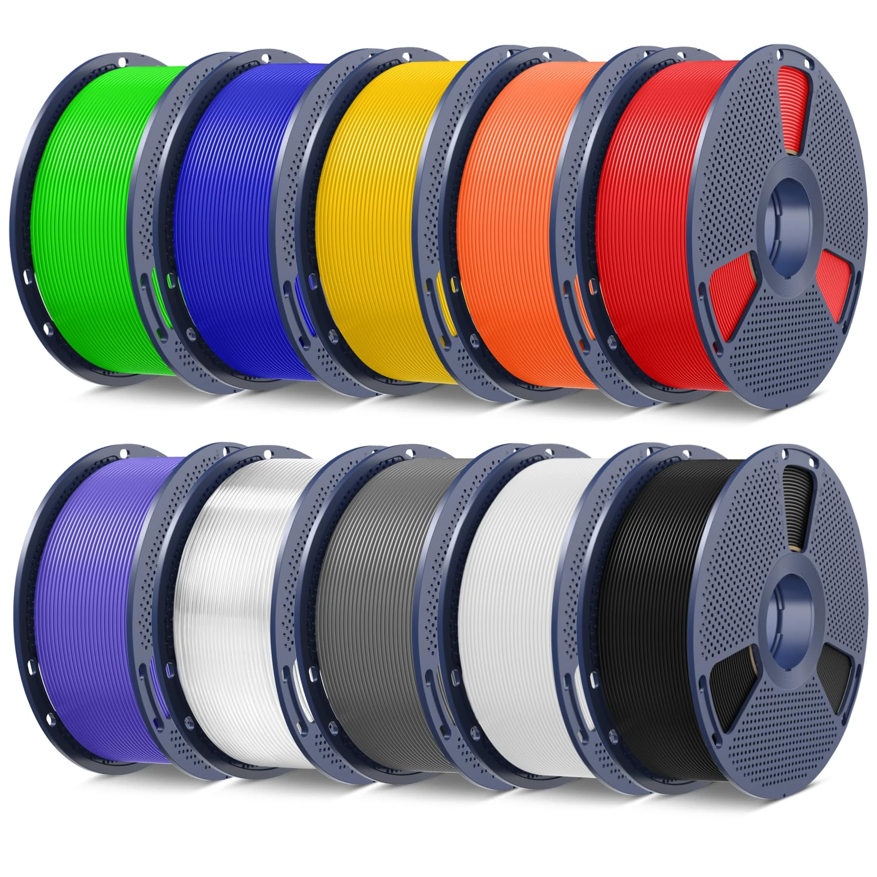 SUNLU 10KG PLA Plus 3D Printer Filament, PLA+ Filament 1.75mm, 1kg Spool, Total 10kg, Black+White+Grey+Red+Klein Blue+Green+Sunny Orange+Vivid Yellow+Lavender Purple+Transparent