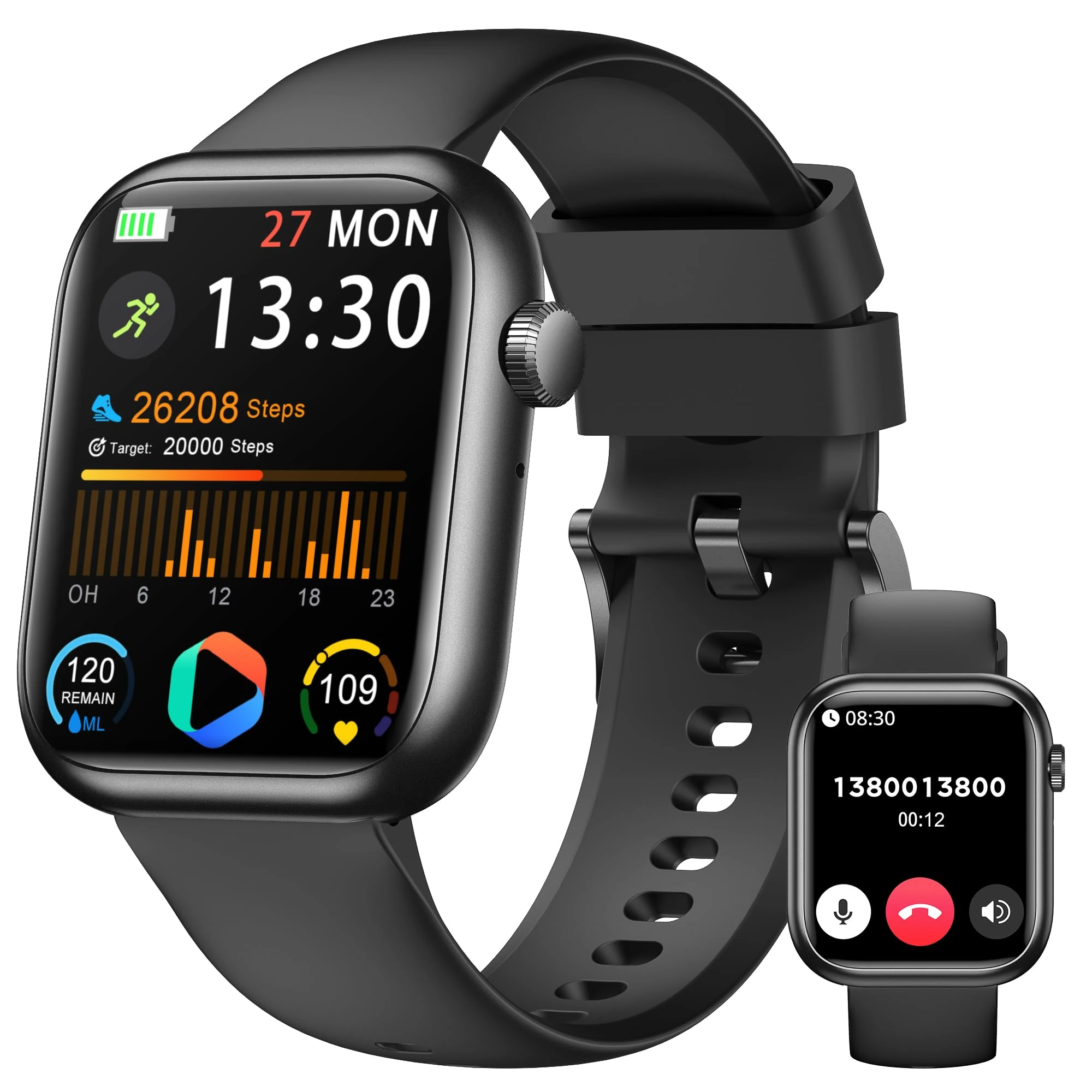 Smart Watch for Men Women(Answer/Make Call), 1.83" Fitness Watch with Heart Rate/Blood Pressure, Pedometer, Sleep Tracker, 120+ Sport Modes, IP68 Waterproof Activity&Fitness Tracker for Android iPhone