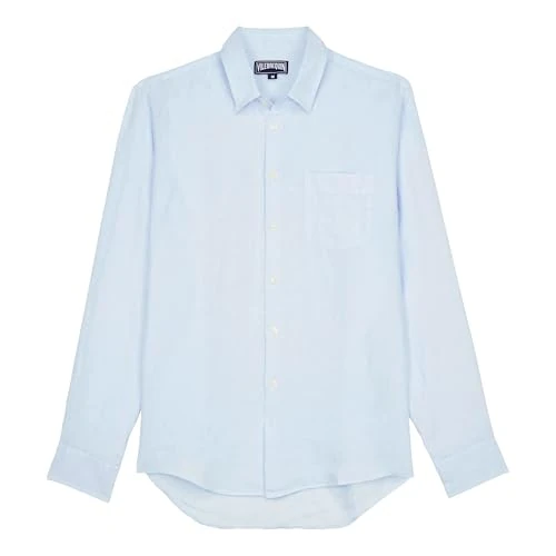 Vilebrequin, Linen Shirt Solid, XXXL, Sky Blue