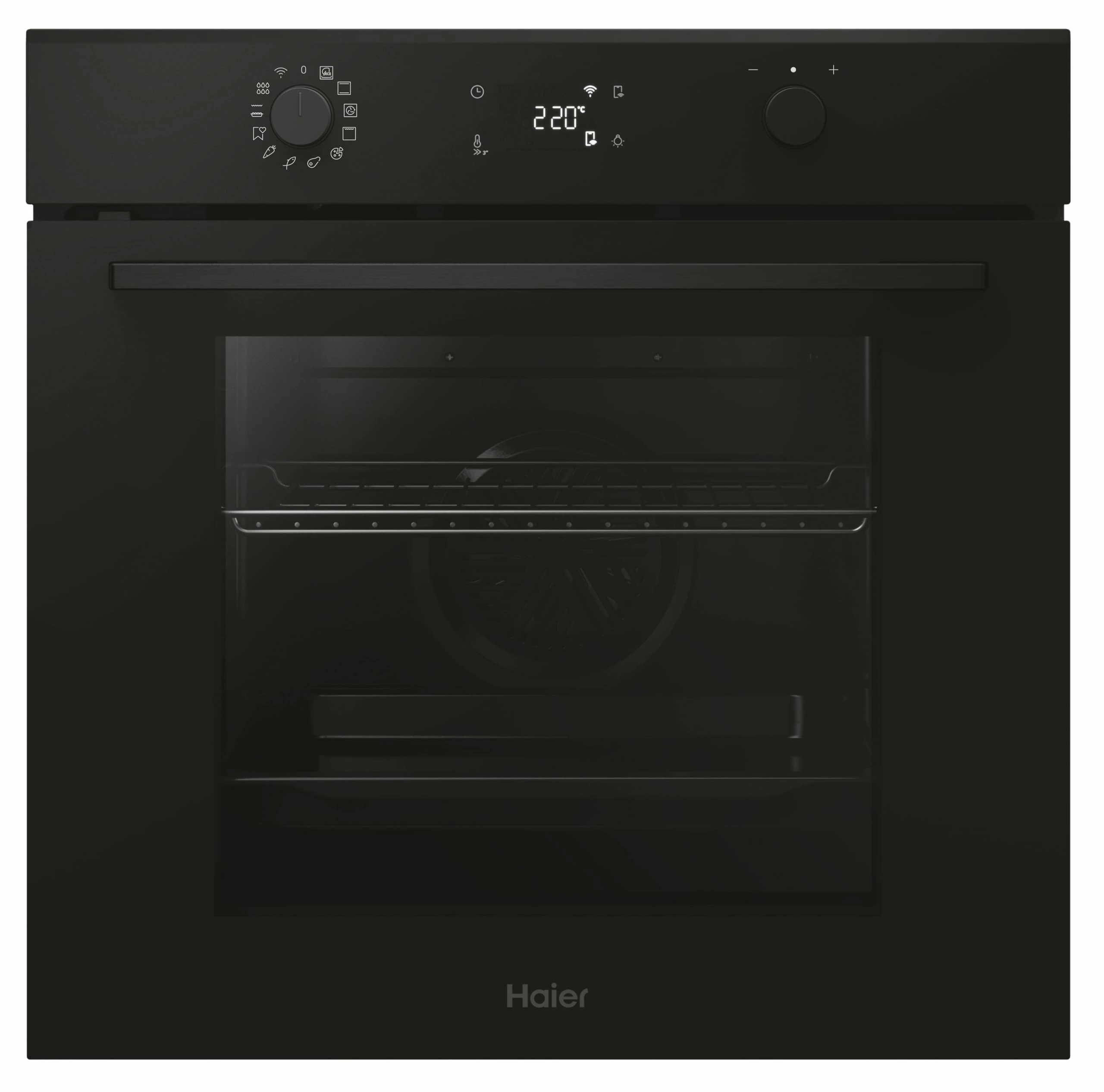 Haier iD series 2, H6 ID23B3HTB, 78L WiFi connected Single Oven, A plus plus Energy Rating, 11 function, hydro easy clean, touch and rotary control, Airfry function - Black, 59.5 x 59.5 x 56.8cm
