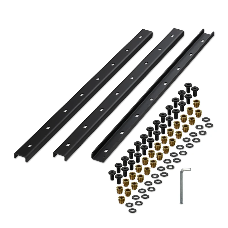 Relaxdays C Channel Table Support, Set of 3, Metal Bracket 80 cm, Stabilises Tabletops, Hidden Rail, 3 mm Steel, Black