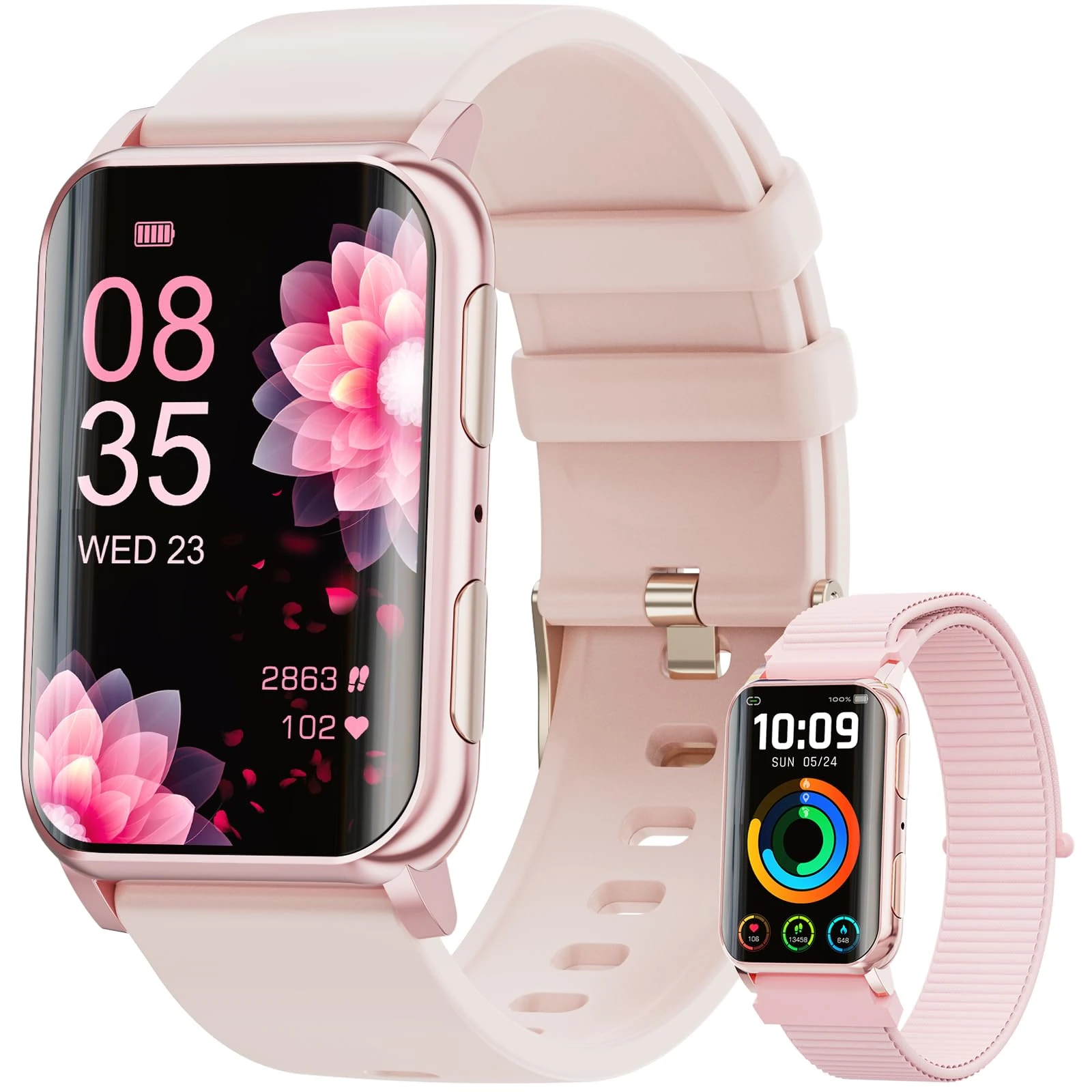 Mingdaln Smart Watch for Men Women (Answer/Make Calls), 1.57" Curved Screen Fitness Tracker IP68 Waterproof with 24/7 Heart Rate/Sleep Monitor, Two Straps Activity Trackers for Android and iPhone