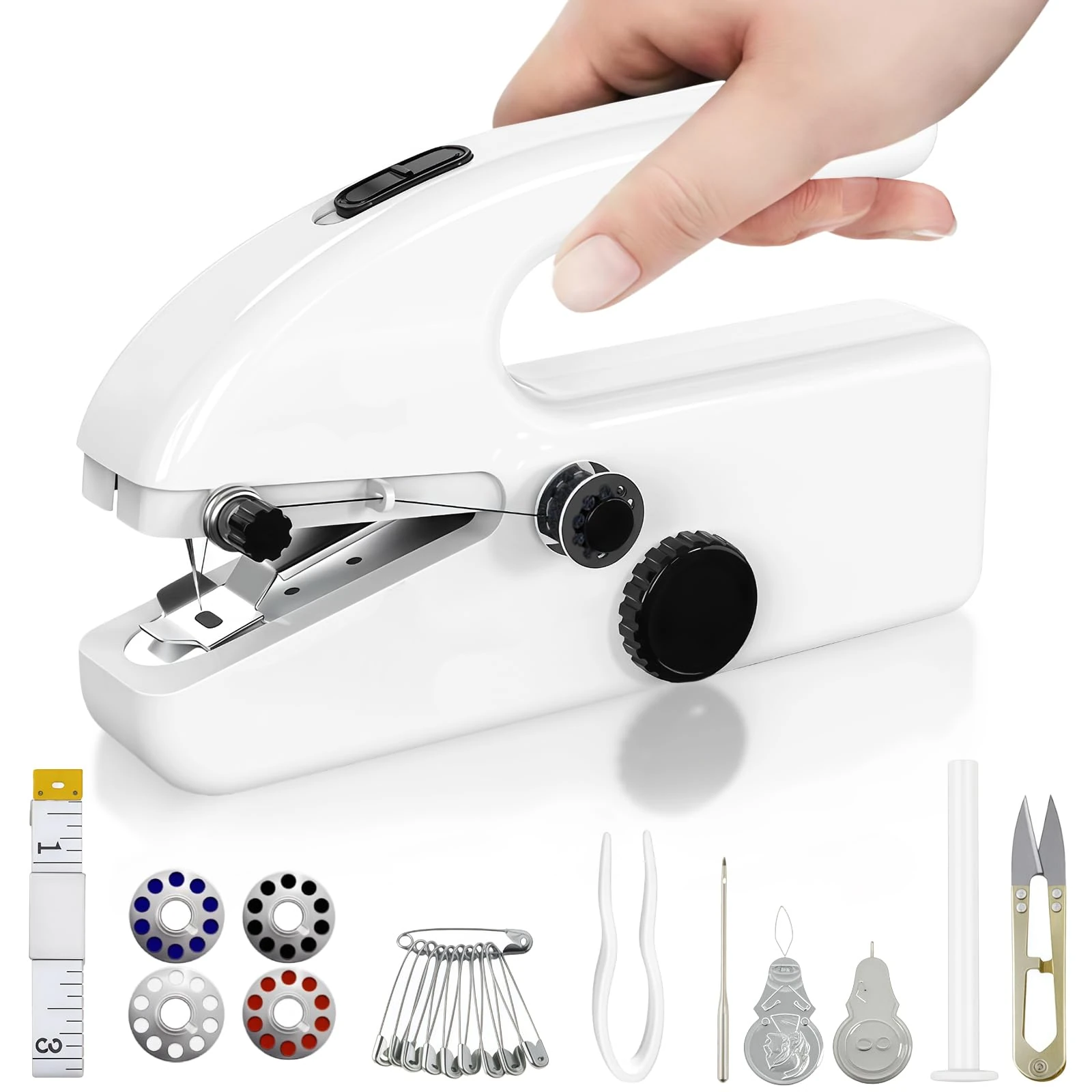 Handheld Sewing Machine, Mini Cordless Hand Sewing Machine for Beginners, 2 Speed Adjustment Electric Portable Stitching Machine, Easy to Use and Fast Stitch, Suitable for Adults, DIY, Home, Traveling
