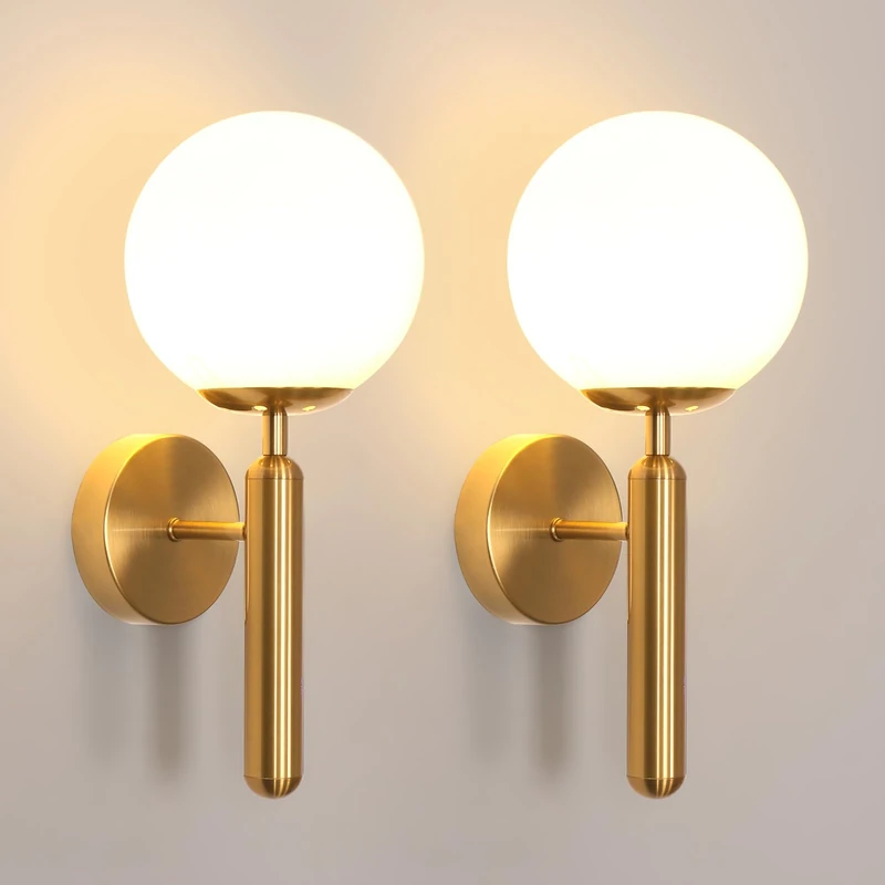 DELIPOP 2 Pack Wall Lights Vintage, E27 Wall Sconce Lights Gold