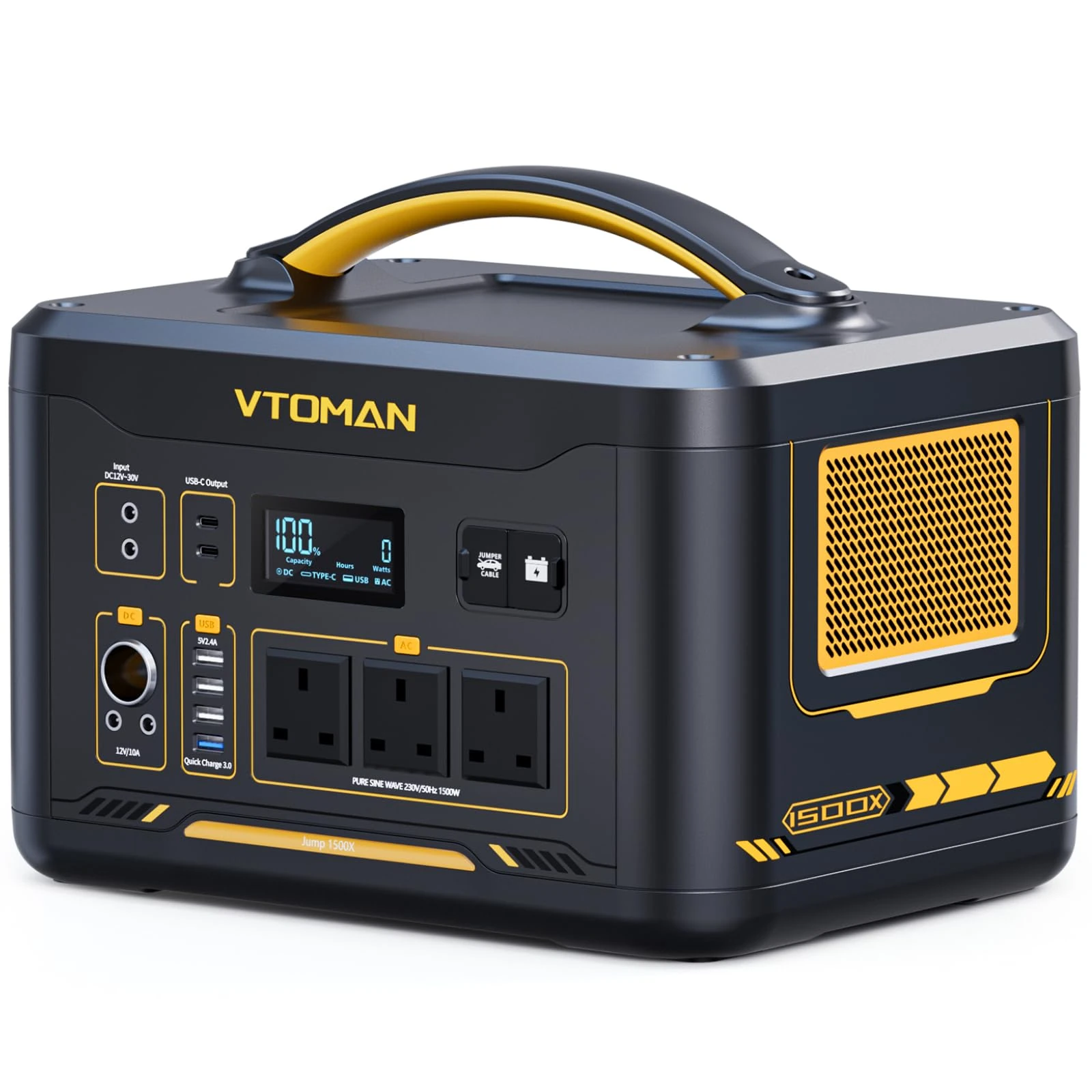 VTOMAN 1500W Portable Power Station - 828Wh Solar Generator LiFePO4 Battery Power Station, Dual 100W PD Type-C & Regulated DC, Capacity Expandable to 2376Wh for Camping, Travel, Off-grid Life, Backup