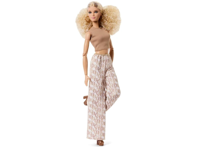 Barbie Basics Model Collector Fashion Doll 07 with Blonde Hair & White Print Pants, Universal-fit Fashions & Posable Body, JJX26