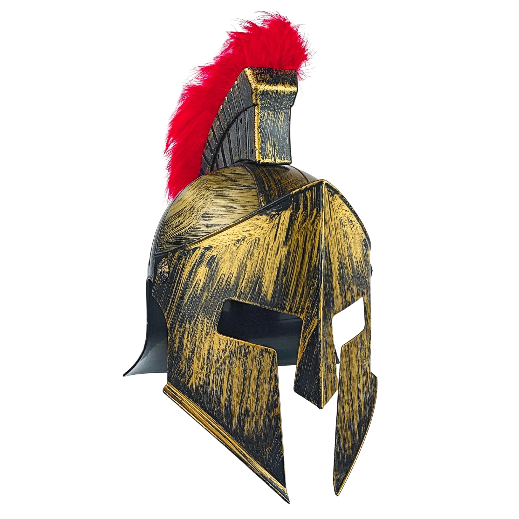 Amlisia Roman Knight Helmet, Spartan Gladiator Costume Helmet Plastic Medieval Hat Warrio Knight Armor Accessory with Red Feather for Men
