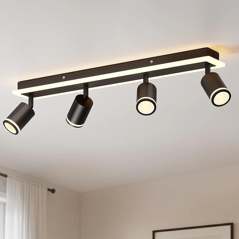LVWIT Ceiling Light Fitting,4 Way Spot Light,Bedroom Lights Ceiling with GU10,Adjustable Ceiling Light,Kitchen Lights Ceiling,Spotlights Bar Lighting,Spotlights Ceiling Lights Rotatable,(NO Bulbs)