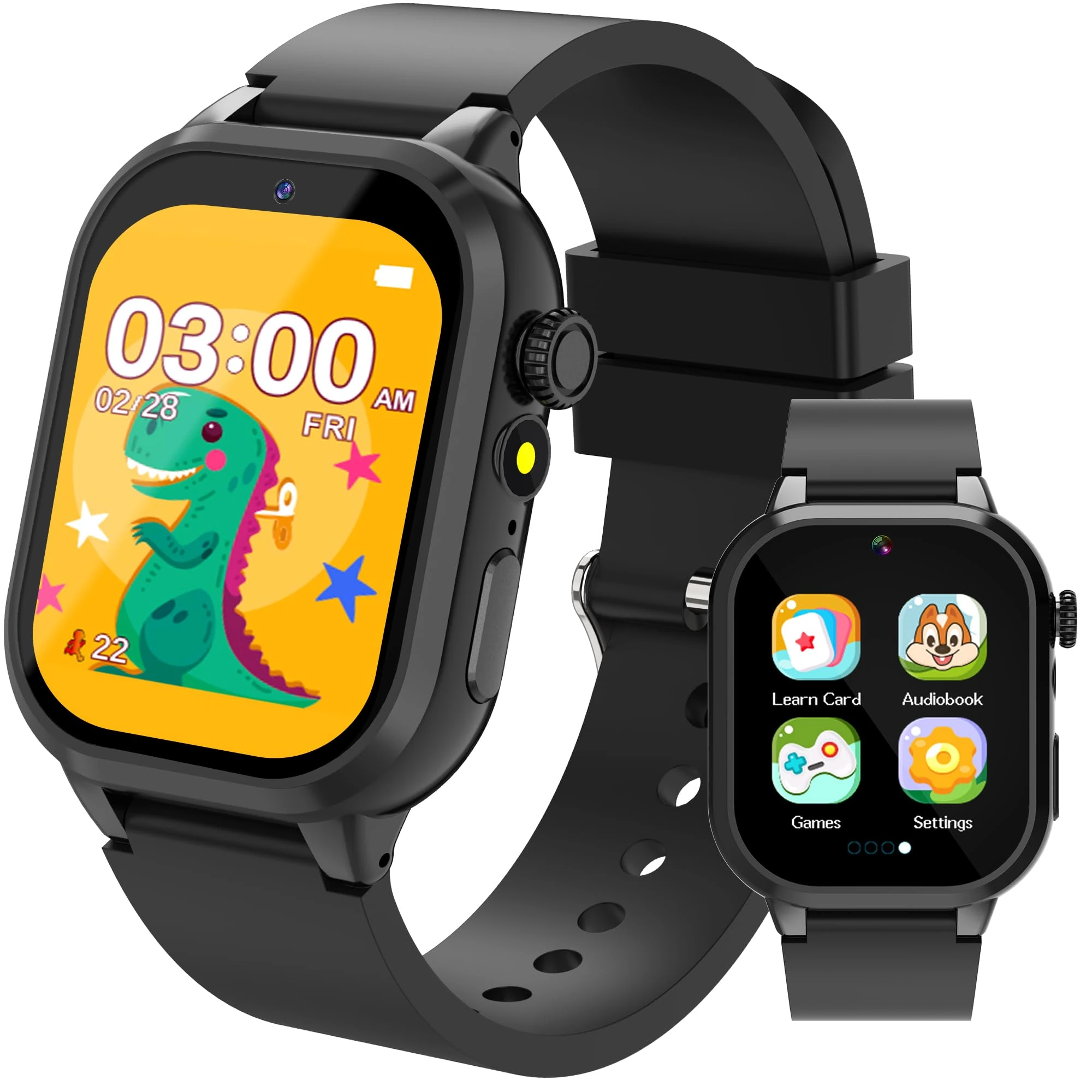 ELEJAFE Kids Smart Watch for Kids 32 Games, Fitness Tracker Watch Pedometer,Alarm Habit Tracking with 3 Sports, Auidobook, Learn Card, School Mode, HD Camera,Music,Smartwatch Gifts (Black)