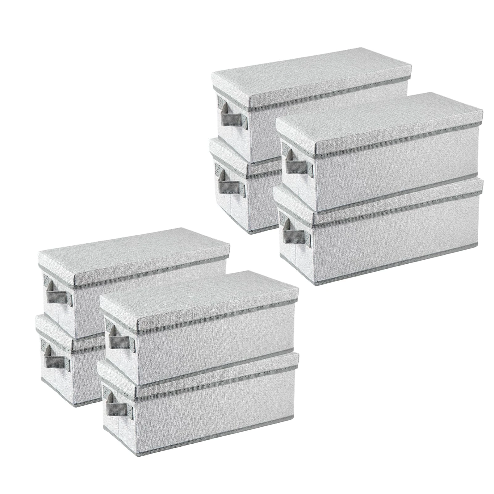 8-Pack Stackable CD/DVD Storage Box 36x17x14cm Foldable Disc Media Case Container Holds 20 DVDs/45 CDs Portable Handles Cover for Home Office Gery